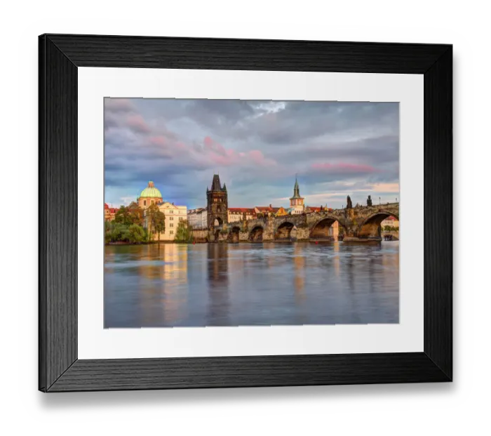 Framed Print : Europe, Czech Republic, Prague. Charles bridge and Vltava river in, Prague, Czech Framed Print : Europe, Czech Republic, Prague. Charles bridge and Vltava river in, Prague, Czech