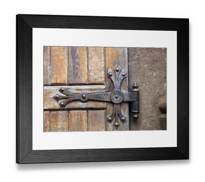 Framed Print : Europe, Romania. Brasov. Detail of church exterior. Wood Door hinge Framed Print : Europe, Romania. Brasov. Detail of church exterior. Wood Door hinge