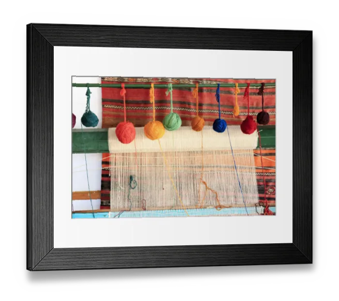 Framed Print : Turkey, Izmir Province, Selcuk, weaving loom, rug making, balls of wool or yarn Framed Print : Turkey, Izmir Province, Selcuk, weaving loom, rug making, balls of wool or yarn