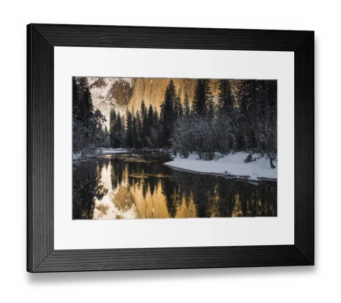 Framed Print : El Capitan above the Merced River in winter, Yosemite National Park, California USA Framed Print : El Capitan above the Merced River in winter, Yosemite National Park, California USA
