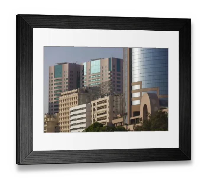 Framed Print : UAE, Dubai, Deira, waterfront buildings by Dubai Creek