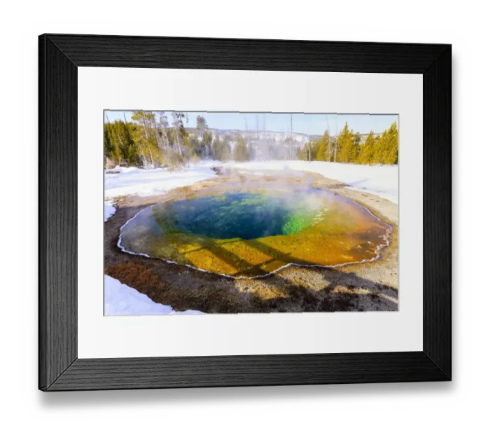 Framed Print : Morning Glory in Snow. Yellowstone National Park. Wyoming Framed Print : Morning Glory in Snow. Yellowstone National Park. Wyoming