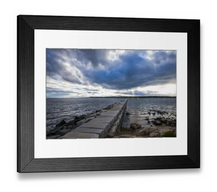 Framed Print : USA, Massachusetts, Cape Ann, Gloucester, Eastern Point Breakwater at dusk Framed Print : USA, Massachusetts, Cape Ann, Gloucester, Eastern Point Breakwater at dusk