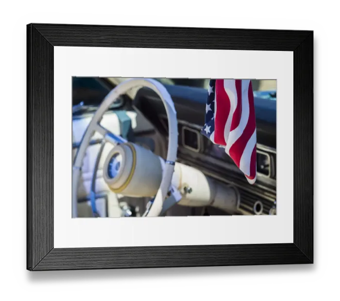 Framed Print : USA, Massachusetts, Cape Ann, Gloucester, classic cars, 1960s car interior with Framed Print : USA, Massachusetts, Cape Ann, Gloucester, classic cars, 1960s car interior with