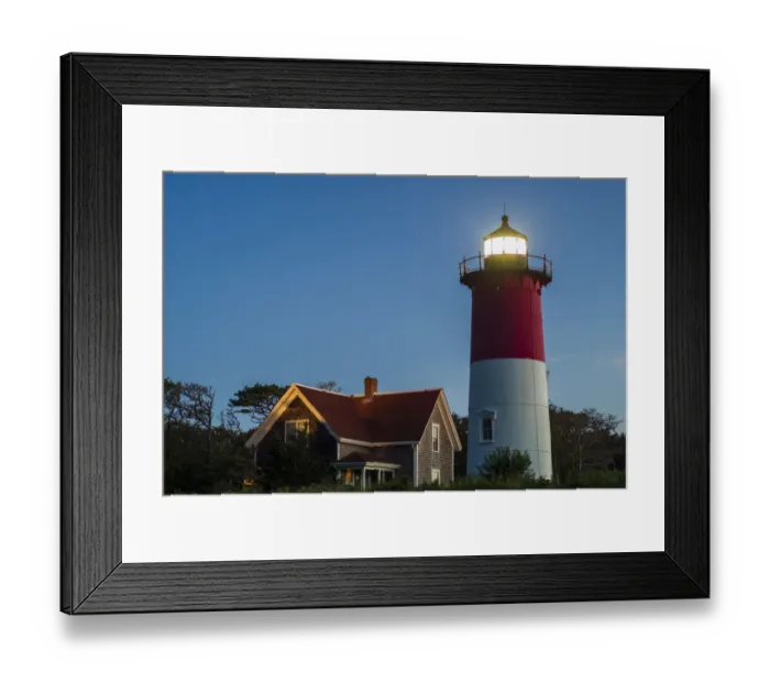 Framed Print : USA, Massachusetts, Cape Cod, Eastham, Nauset Lighthouse at dawn