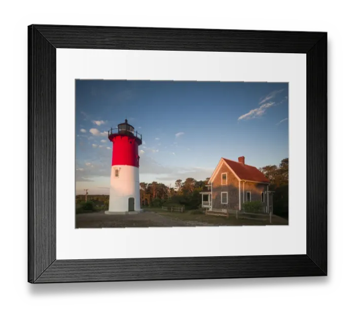 Framed Print : USA, Massachusetts, Cape Cod, Eastham, Nauset Lighthouse at dawn