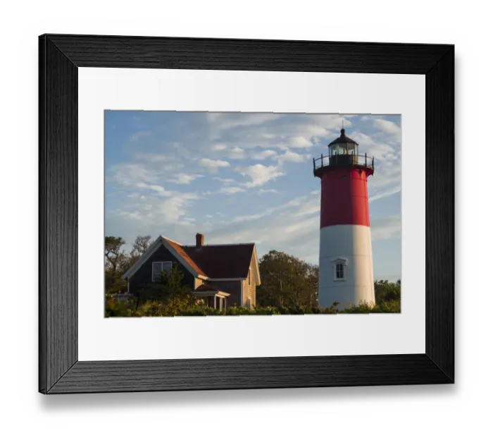 Framed Print : USA, Massachusetts, Cape Cod, Eastham, Nauset Lighthouse at dawn