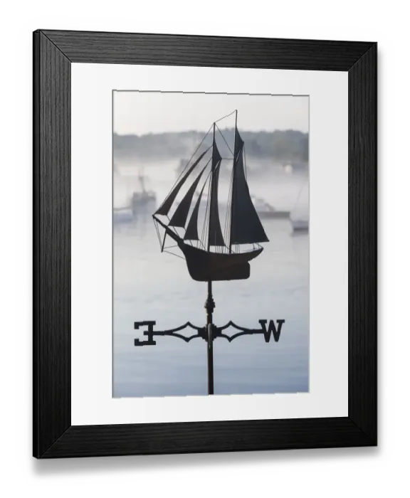 Framed Print : USA, Massachusetts, Cape Ann, Annisquam Harbor, weather vane in summer fog Framed Print : USA, Massachusetts, Cape Ann, Annisquam Harbor, weather vane in summer fog