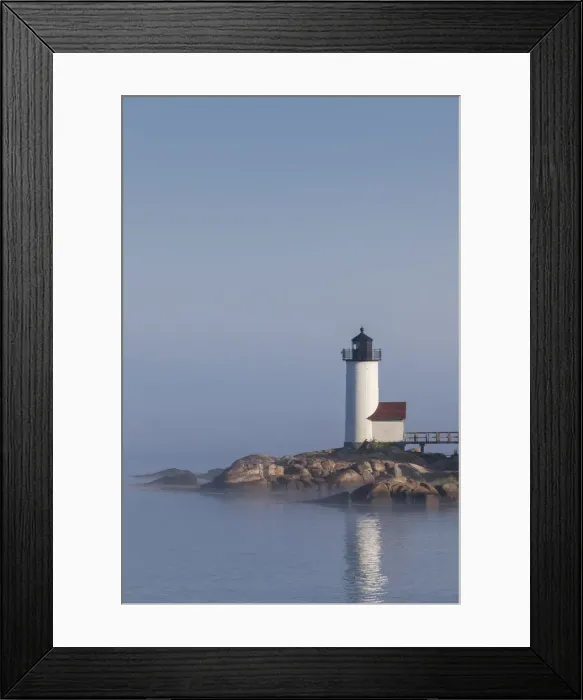 Framed Print : USA, Massachusetts, Cape Ann, Annisquam Lighthouse in fog Framed Print : USA, Massachusetts, Cape Ann, Annisquam Lighthouse in fog