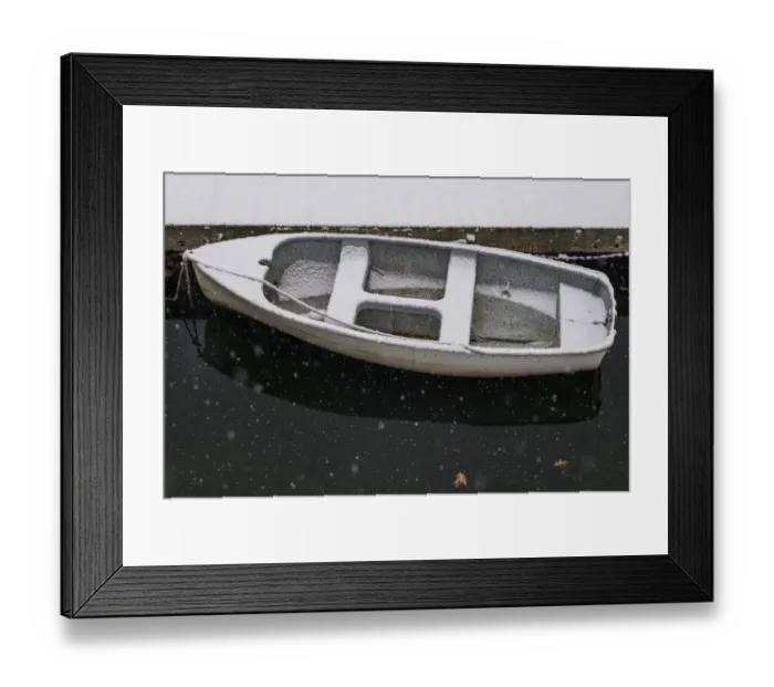 Framed Print : USA, Massachusetts, Cape Ann, Gloucester, Annisquam, small boat, winter Framed Print : USA, Massachusetts, Cape Ann, Gloucester, Annisquam, small boat, winter