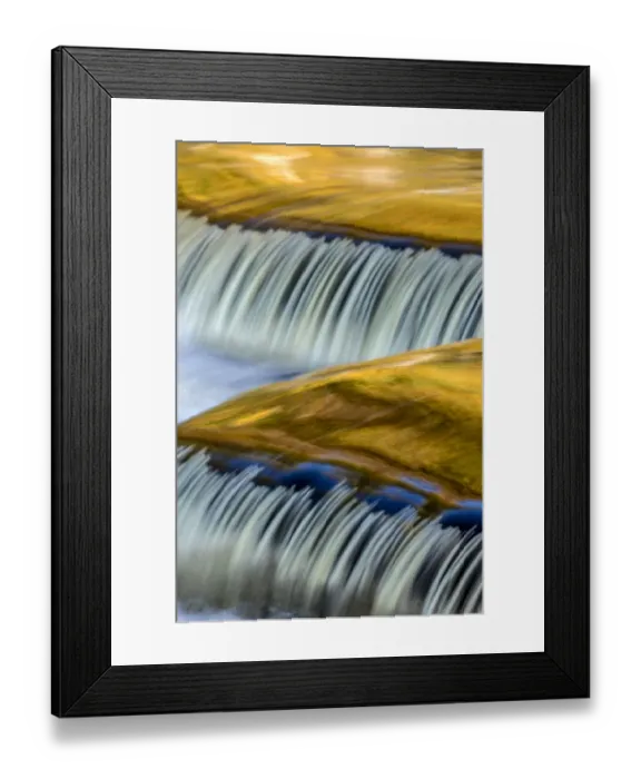 Framed Print : Yellow and golds reflect from tree into The Middle Branch of the Ontonagon River