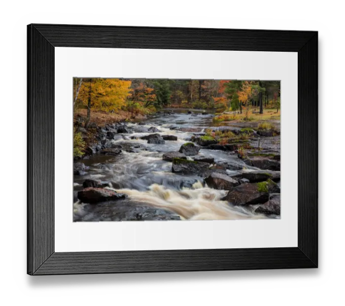 Framed Print : The Middle Branch of the Escanaba River Rapids in autumn near Palmer, Michigan USA