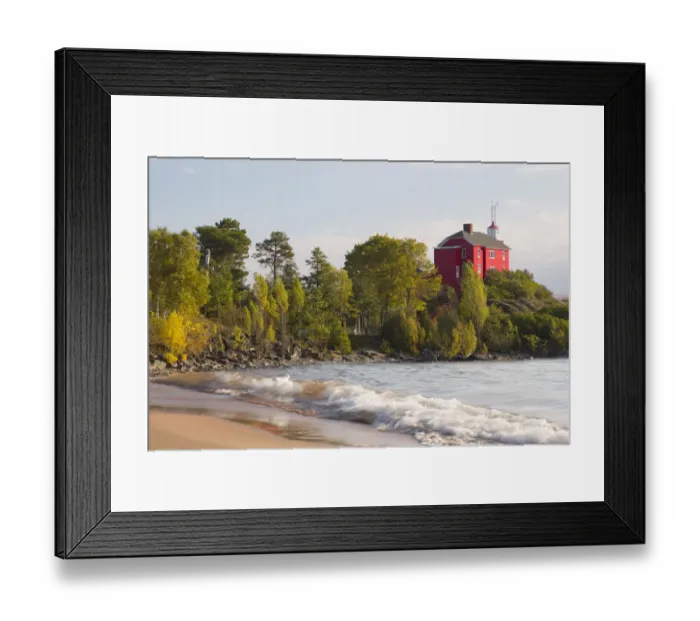 Framed Print : MI, Marquette, Marquette Harbor Lighthouse, 1865