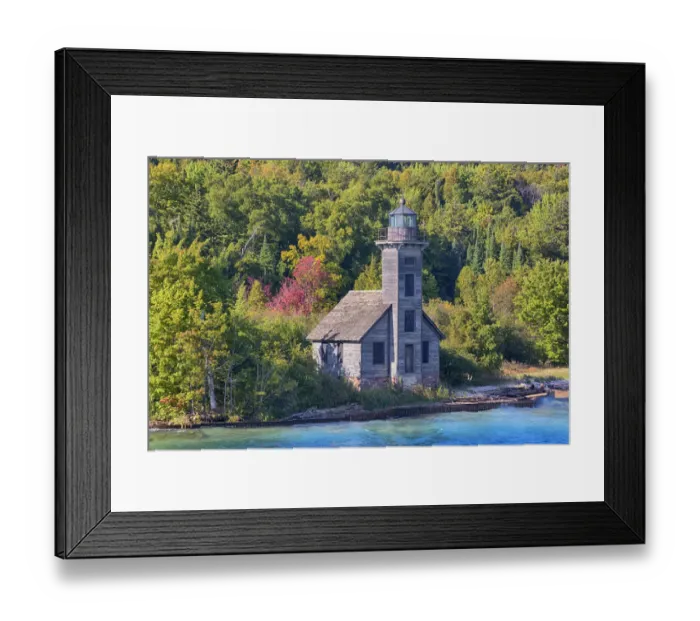 Framed Print : MI, Munising, Grand Island, East Channel Lighthouse