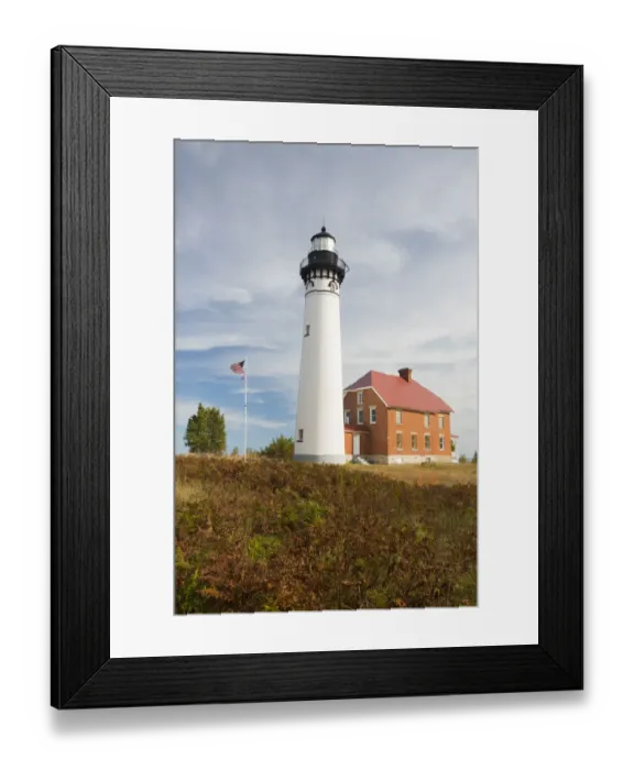 Framed Print : MI, Pictured Rocks National Lakeshore, Au Sable Point Lighthouse, 1874