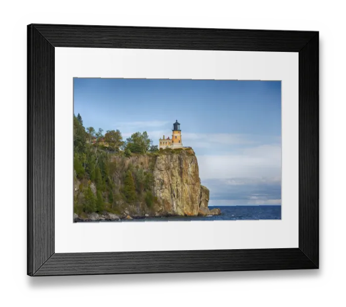 Framed Print : MN, Lake Superior North Shore, Split Rock Lighthouse; 1910