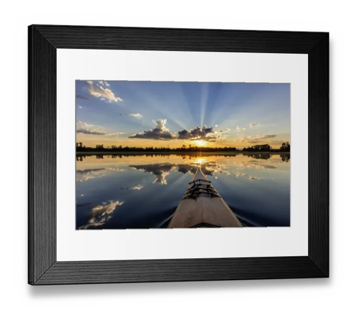 Framed Print : Kayaking into sunset rays on McWennger Slough near Kalispell, Montana, USA Framed Print : Kayaking into sunset rays on McWennger Slough near Kalispell, Montana, USA