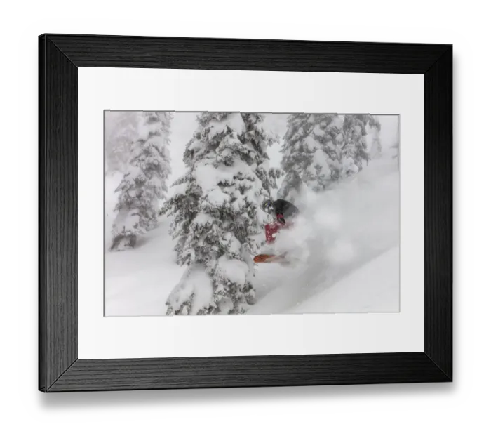 Framed Print : Snowboarding in powder at Whitefish Mountain Resort, Montana, USA MR Framed Print : Snowboarding in powder at Whitefish Mountain Resort, Montana, USA MR