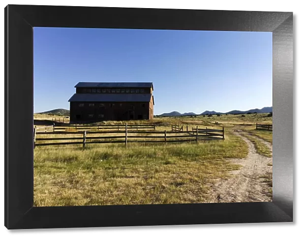 Barn in a rural landscape, Santa Fe, New Mexico, United States