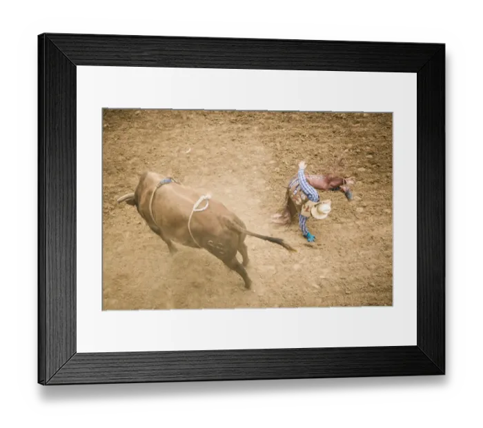 Framed Print : Taos, New Mexico, USA. Small town western rodeo. Bull riding competition