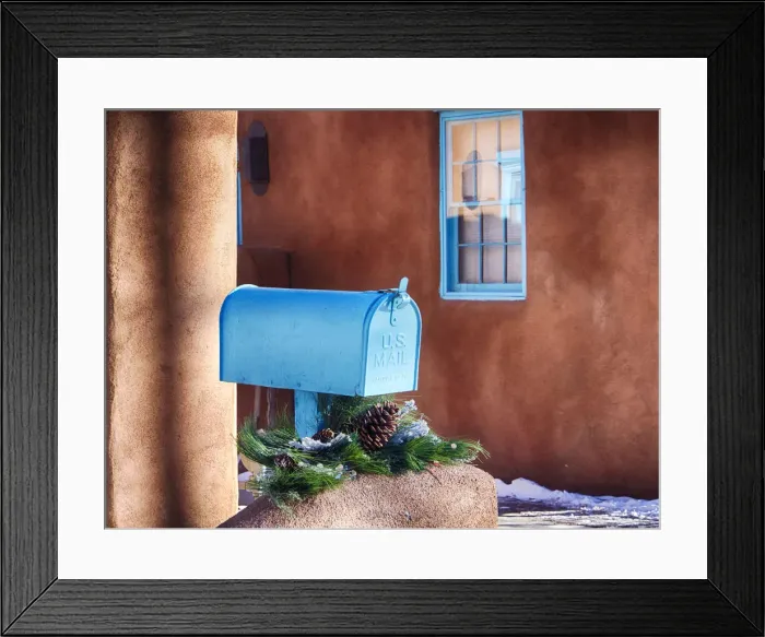 Framed Print : North America; USA; New Mexico; Sant Fe; Santa Fe, New Mexico, Canyon Road, mail box