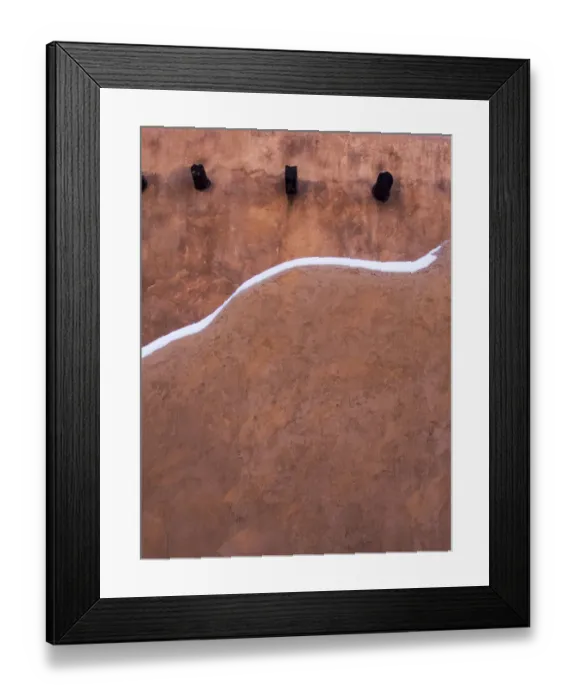 Framed Print : North America; USA; New Mexico; Sant Fe; Adobe structure with protruding vigas and Snow