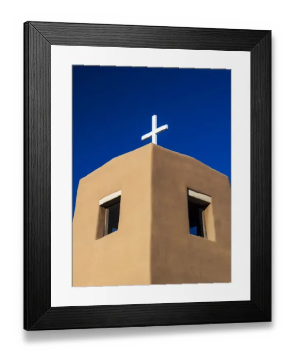 Framed Print : North America; USA; New Mexico; Exterior facade of Sacred Heart Church in Nambe New Mexico