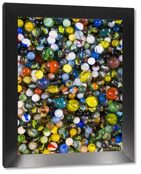 Pile of glass marbles, Williamsburg, Brooklyn, New York, USA