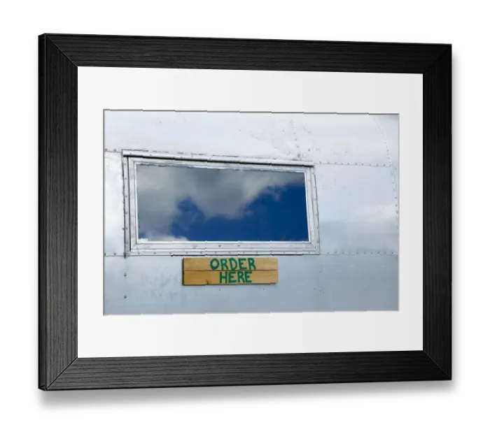 Framed Print : Order here sign on a vintage trailer, Phoenicia, New York, USA