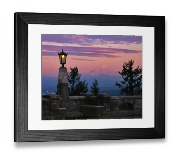 Framed Print : USA, Oregon, Portland. Mt Hood with moonrise at sunset Framed Print : USA, Oregon, Portland. Mt Hood with moonrise at sunset