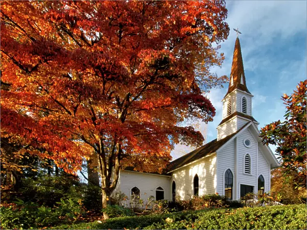 USA, Oregon, Portland. Oaks Pioneer Church built in 1851
