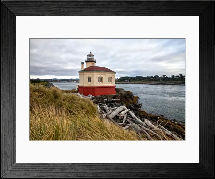 Framed Print : USA, Oregon, Bandon. Landscape with Coquille River Lighthouse Framed Print : USA, Oregon, Bandon. Landscape with Coquille River Lighthouse