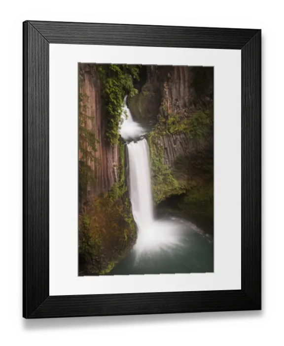 Framed Print : USA, Oregon. Toketee Falls flows over columnar basalt rock cliff