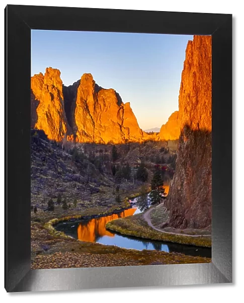 United States, Oregon, Bend, Smith Rock State Park, Rock and Reflections