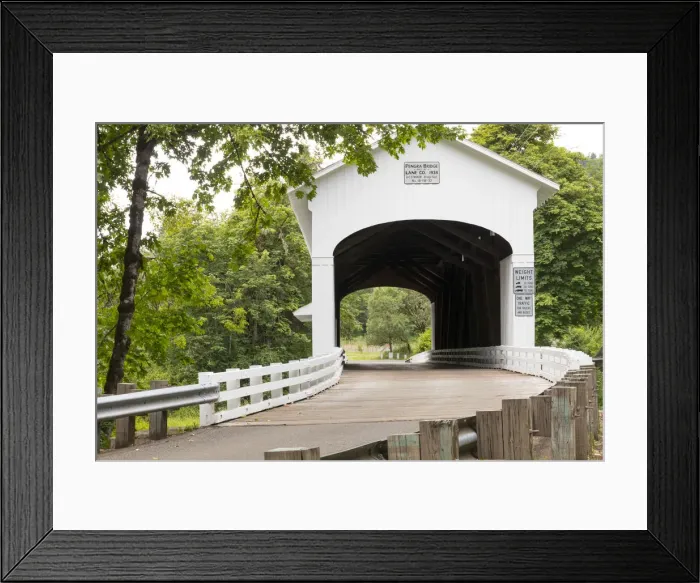 Framed Print : USA, Oregon, Lane County, Jasper, Place Road, Fall Creek. Pengra Covered Bridge. 120 Foot, Howe Truss Framed Print : USA, Oregon, Lane County, Jasper, Place Road, Fall Creek. Pengra Covered Bridge. 120 Foot, Howe Truss