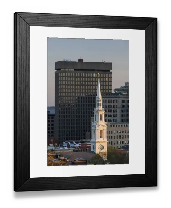 Framed Print : USA, Rhode Island, Providence, First Baptist Church in America and city skyline Framed Print : USA, Rhode Island, Providence, First Baptist Church in America and city skyline