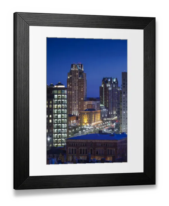 Framed Print : USA, Rhode Island, Providence, city skyline from Prospect Terrace Park at dusk Framed Print : USA, Rhode Island, Providence, city skyline from Prospect Terrace Park at dusk