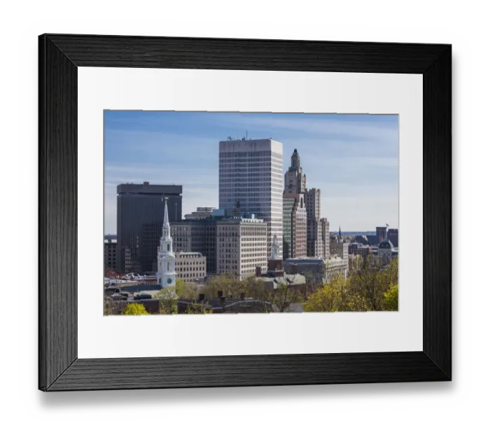 Framed Print : USA, Rhode Island, Providence, city skyline from Prospect Terrace Park