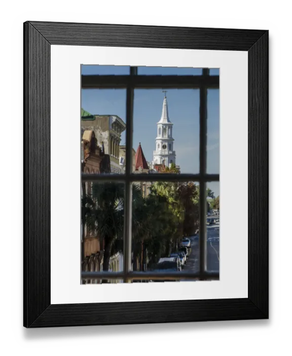 Framed Print : St. Michaels Episcopal Church on Broad Street from the window of the Old Exchange