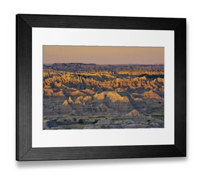 Framed Print : illuminated buttes, sunrise, Pinnacles Viewpoint, Badlands National Park, South Dakota Framed Print : illuminated buttes, sunrise, Pinnacles Viewpoint, Badlands National Park, South Dakota