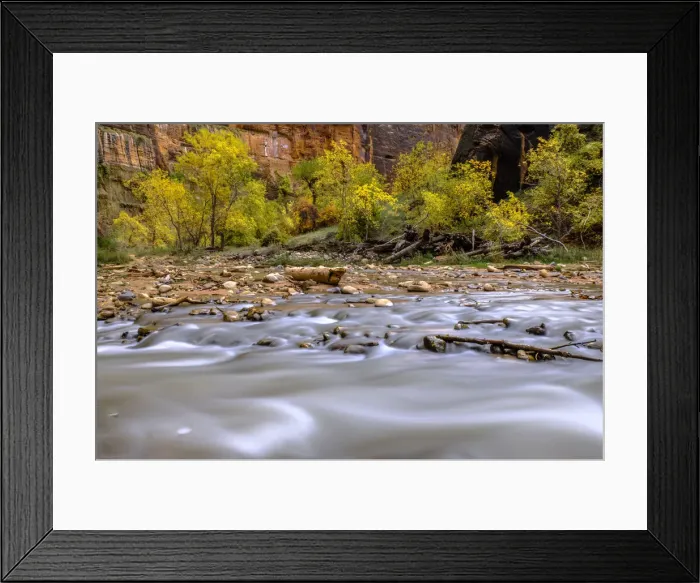 Framed Print : USA, Utah, Zion National Park, fall colors, water Framed Print : USA, Utah, Zion National Park, fall colors, water
