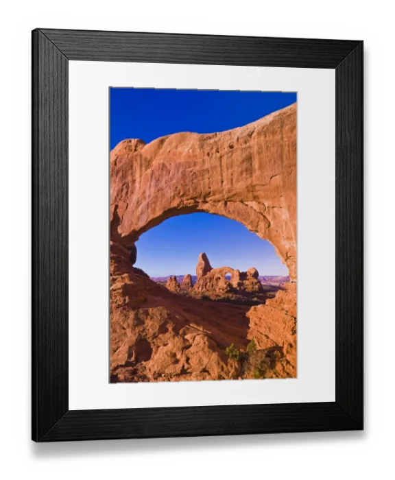 Framed Print : Morning light on Turret Arch through North Window, Arches National Park, Utah USA