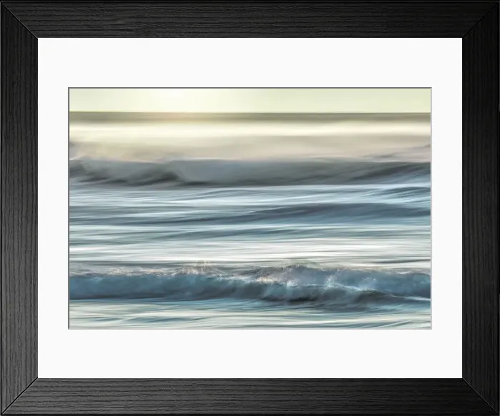 Framed Print : USA, Washington, Cape Disappointment State Park. Motion blur of sunset on coast. Credit as