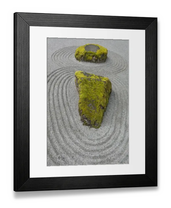 Framed Print : USA, Washington, Bainbridge Island. Raked sand around rock Framed Print : USA, Washington, Bainbridge Island. Raked sand around rock