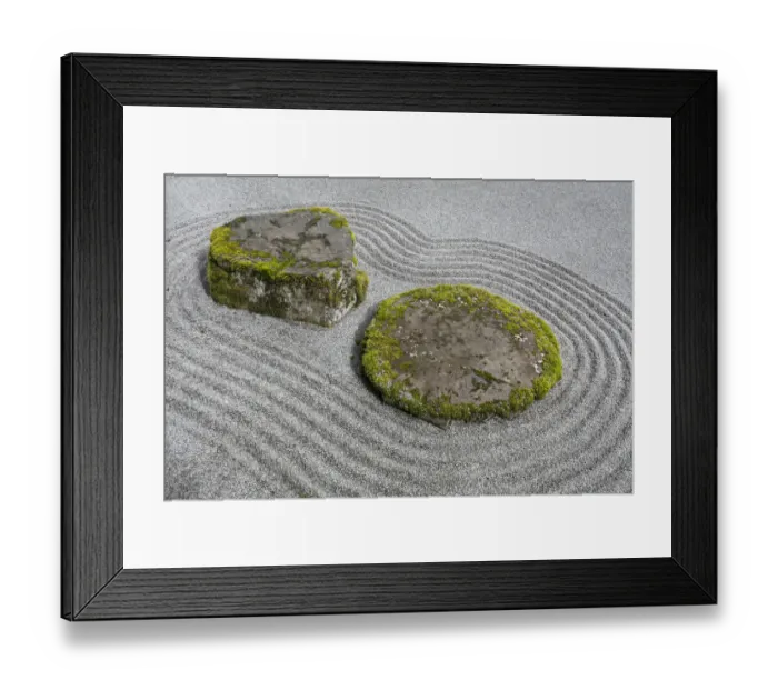 Framed Print : USA, Washington, Bainbridge Island. Raked sand around rock Framed Print : USA, Washington, Bainbridge Island. Raked sand around rock