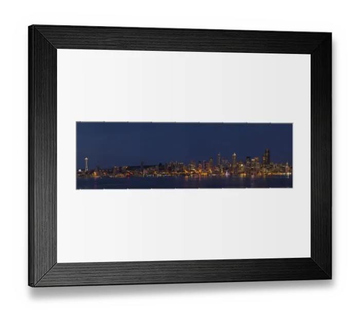 Framed Print : USA, Washington, Seattle, Skyline, panorama, night Framed Print : USA, Washington, Seattle, Skyline, panorama, night