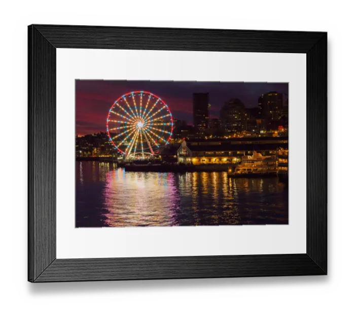 Framed Print : United States, Washington, Seattle. The Seattle Great Wheel on the waterfront in Framed Print : United States, Washington, Seattle. The Seattle Great Wheel on the waterfront in