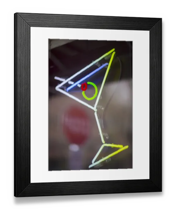 Framed Print : United States, Washington, Seattle. A neon sign at a bar in the shape of a martini Framed Print : United States, Washington, Seattle. A neon sign at a bar in the shape of a martini