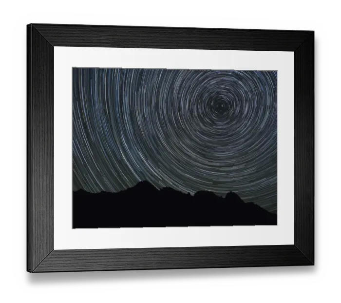Framed Print : WA, Alpine Lakes Wilderness, Ingalls Pass, Star trails around Polaris