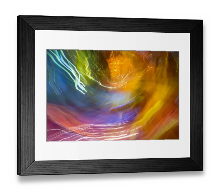 Framed Print : Colorful glass with blurred motion effect